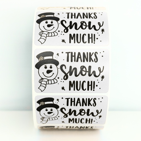 Christmas Snowman Stickers – Thank You Labels for small business 2" - Picture 1 of 4